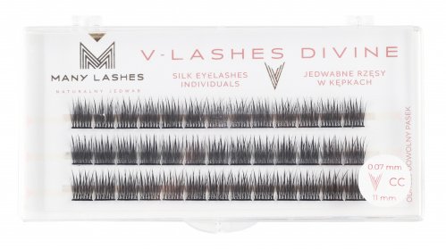 Many Beauty - Many Lashes - V-LASHES DIVINE Silk Eyelashes Individuals - Jedwabne kępki rzęs - 0,07mm - CC - 11 mm