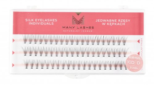 Many Beauty - Many Lashes - Silk Eyelashes Individuals - Jedwabne rzęsy w kępkach - 10D - 0,10mm Standard - D-11mm
