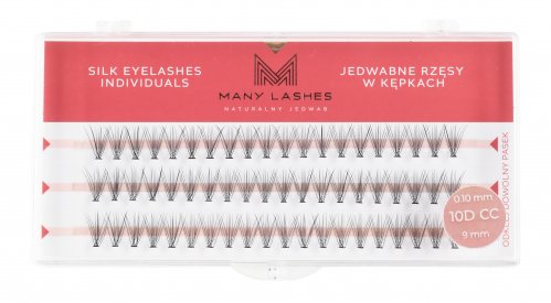 Many Beauty - Many Lashes - Silk Eyelashes Individuals - Jedwabne rzęsy w kępkach - 10D - 0,10mm Standard - CC-9mm