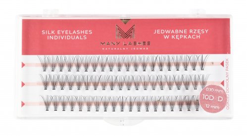 Many Beauty - Many Lashes - Silk Eyelashes Individuals - Jedwabne rzęsy w kępkach - 10D - 0,10mm Standard - D-12mm