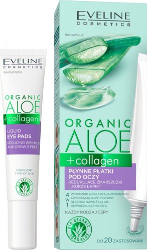 Eveline Cosmetics - Organic Aloe + Collagen - Płynne płatki pod oczy redukujące zmarszczki i ''kurze łapki" - 20 ml