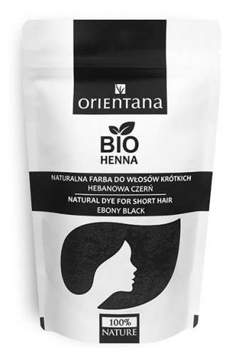 ORIENTANA - BIO HENNA - 100% Naturalna roślinna farba do włosów długich - Hebanowa Czerń - 100g