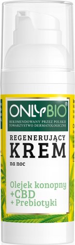 ONLYBIO - Regenerating night cream - Hemp oil + CBD + Prebiotics - 50 ml