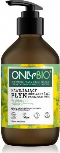 ONLYBIO - Nawilżający płyn micelarny - Prebiotyki + Olejek sezamowy - 250 ml