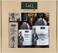 LaQ - Doberman - Zestaw prezentowy dla mężczyzn - Żel pod prysznic 500 ml + Szampon 300 ml + Olejek do brody 30 ml + Mydło w kostce 85 g