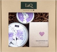 LaQ - Niezapominajka - Zestaw prezentowy dla kobiet - Peeling myjący 200 ml + Masło do ciała 200 ml + Mus do mycia twarzy 100 ml