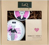 LaQ - Kicia Magnolia - Zestaw prezentowy dla kobiet - Peeling myjący 200 ml + Masło do ciała 200 ml + Mus do mycia twarzy 100 ml