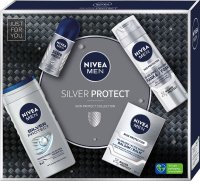 Nivea - Men - Silver Protect Set - Zestaw prezentowy dla mężczyzn - Żel pod prysznic 3W1 250 ml + Antyperspirant roll-on 50 ml + Pianka do golenia 200 ml + Balsam po goleniu 100 ml
