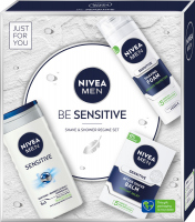 Nivea - Men - Be Sensitive - Shave & Shower Regime Set - Zestaw prezentowy dla mężczyzn - Pianka do golenia 200 ml + Żel pod prysznic 3W1 250 ml + Balsam po goleniu 100 ml