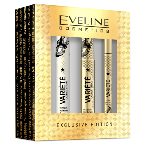 Eveline Cosmetics - Gift Set - Zestaw prezentowy kosmetyków do makijażu oczu - Variete Primer do rzęs +Variete Eyeliner + Variete Lashes Show Tusz do rzęs