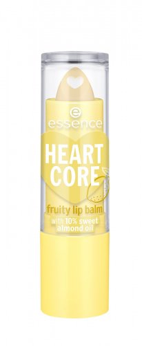 Essence - HEART CORE Fruity Lip Balm - Owocowy balsam do ust z 10% olejkiem migdałowym - 3 g - 04 LUCKY LEMON