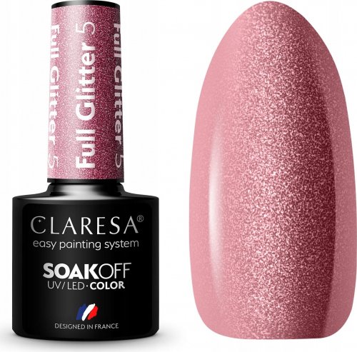 CLARESA - SOAK OFF UV/LED - GLOWING - FULL GLITTER - Lakier hybrydowy do paznokci - 5 g - FULL GLITTER 5