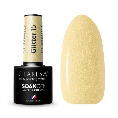 CLARESA - SOAK OFF UV/LED - GLOWING - GLITTER - Hybrid nail polish - 5 g - Glitter 15