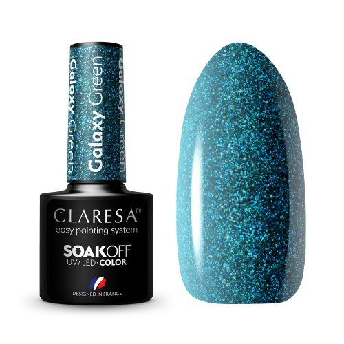 CLARESA - SOAK OFF UV/LED - GLOWING - GALAXY - Lakier hybrydowy do paznokci - 5 g - Galaxy Green 