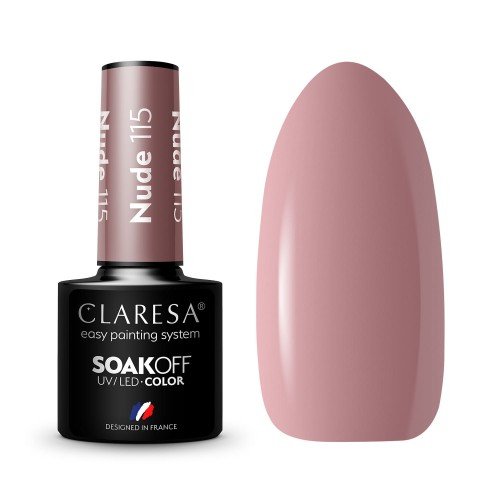 CLARESA - SOAK OFF UV/LED - NUDE - Lakier hybrydowy do paznokci - 5 g - 115