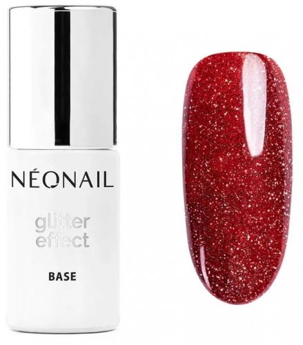 NeoNail - Glitter Effect Base - Mocno kryjąca brokatowa baza hybrydowa 2w1 - 7,2 ml - 9598-7 - RED SHINE 
