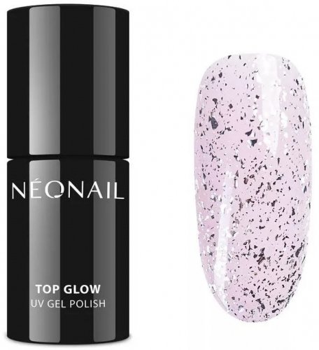 NeoNail - UV GEL POLISH - TOP GLOW - Top coat with shiny particles - 7.2 ml - 8806-7 SILVER FLAKES 
