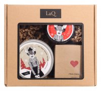 LaQ - Praline - Gift set for women - Body scrub 200 ml + Body butter 200 ml + Face wash mousse 100 ml