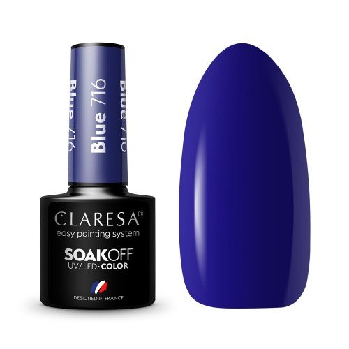 CLARESA - SOAK OFF UV/LED - FULL BERRIES - Lakier hybrydowy do paznokci - 5 g - Blue 716