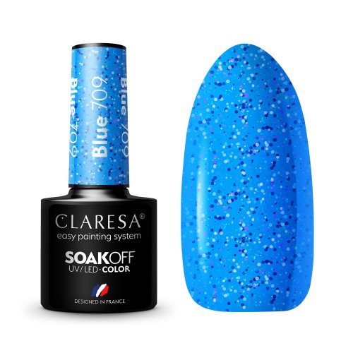 CLARESA - SOAK OFF UV/LED - RAINBOW EXPLOSION - Hybrid nail polish - 5 g - Blue 709