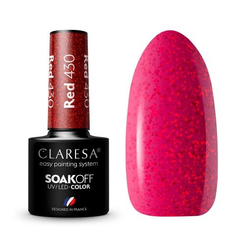 CLARESA - SOAK OFF UV/LED - RAINBOW EXPLOSION - Lakier hybrydowy do paznokci - 5 g - Red 430