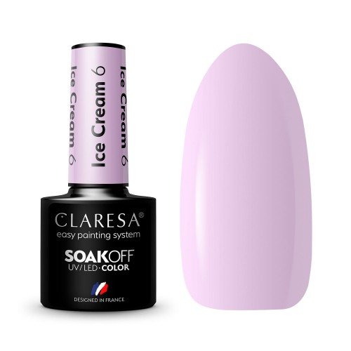 CLARESA - SOAK OFF UV/LED - ICE CREAM - Hybrid nail polish - 5 g - 6
