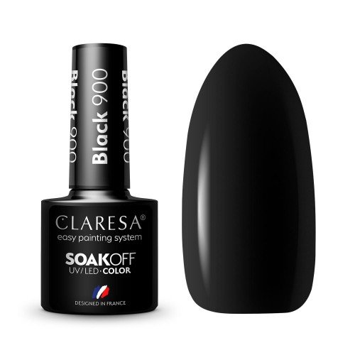 CLARESA - SOAK OFF UV/LED - BLACK & WHITE - Lakier hybrydowy do paznokci - 5 g - Black 900