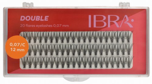 Ibra - DOUBLE FLARES EYELASH - KNOT-FREE - Double volume eyelash tufts  - 12 mm