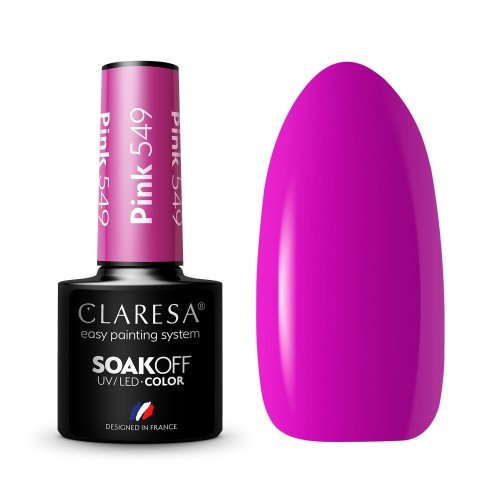 CLARESA - SOAK OFF UV/LED - REAL FUN - Lakier hybrydowy do paznokci - 5 g  - Pink 549