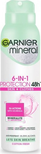 GARNIER - Mineral - 6-in-1 Protection 48h - Cotton Fresh - Anti-Perspirant - Antyperspirant w sprayu dla kobiet - 150 ml
