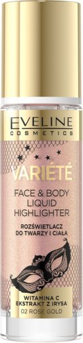 Eveline Cosmetics - VARIETE - Face & Body Liquid Highlighter - Rozświetlacz do twarzy i ciała - 30 ml - 02 - ROSE GOLD