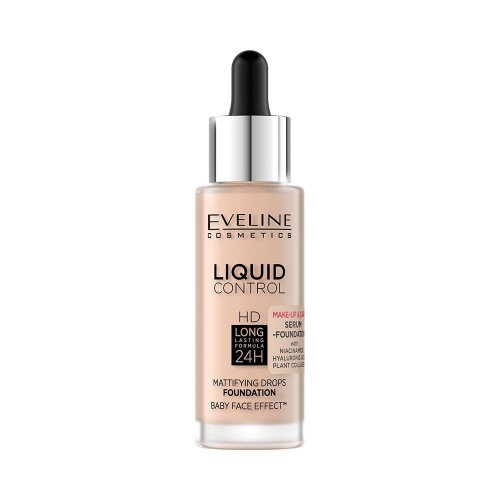 Eveline Cosmetics - Liquid Control HD Mattifying Drop Foundation - Podkład do twarzy - 002 - SOFT PORCELAIN