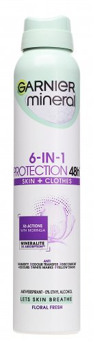 GARNIER - Mineral - 6-in-1 Protection 48h - Floral Fresh - Anti-Perspirant - Antyperspirant w sprayu dla kobiet - 200 ml