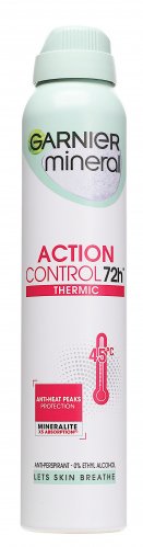 GARNIER - Mineral - ActionControl+ 72h Termic - Anti-Perspirant - Antyperspirant w sprayu dla kobiet - 200 ml