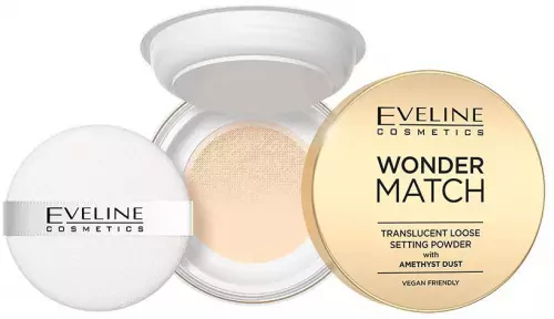 Eveline Cosmetics - WONDER MATCH - TRANSLUCENT LOOSE SETTING POWDER - Loose fixing powder with amethyst powder - 6 g