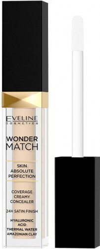 Eveline Cosmetics - Wonder Match - Coverage Creamy Concealer - Kremowy korektor w płynie z kwasem hialuronowym - 7 ml - 25 - SAND NUDE