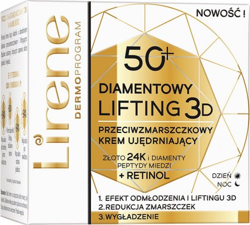 Lirene - Diamentowy Lifting 3D - Przeciwzmarszczkowy krem ujędrniający 50+ Dzień/Noc - 50 ml 