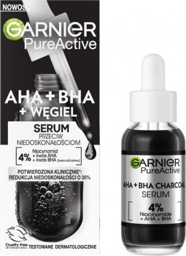 GARNIER - PURE ACTIVE -  AHA + BHA + WĘGIEL - Serum przeciw niedoskonałościom - 30 ml 
