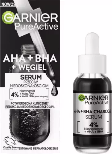 GARNIER - PURE ACTIVE - AHA + BHA + CARBON - Serum against ...