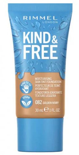 RIMMEL - Kind & Free Moisturising Skin Tint Foundation - Wegański podkład nawilżający do twarzy - 30 ml - 082 - GOLDEN IVORY