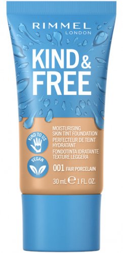 RIMMEL - Kind & Free Moisturising Skin Tint Foundation - Wegański podkład nawilżający do twarzy - 30 ml - 001 - FAIR PORCELAIN