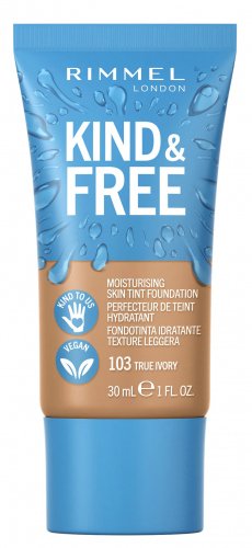 RIMMEL - Kind & Free Moisturising Skin Tint Foundation - Wegański podkład nawilżający do twarzy - 30 ml - 103 - TRUE IVORY