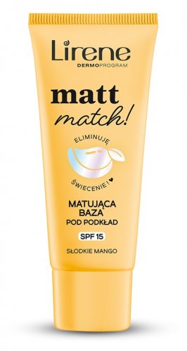 Lirene - Matt Match! - Matująca baza pod makijaż - SPF15 - Słodkie Mango - 30 ml 