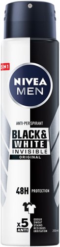 Nivea - Men - Anti-Perspirant - Black & White Invisible - Antyperspirant w aerozolu dla mężczyzn - ORGINAL - 250 ml