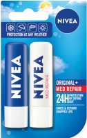 Nivea - Original And Med Repair Set - Set of 2 caring lipsticks - ORIGINAL CARE + MED REPAIR - 2 x 4.8 g