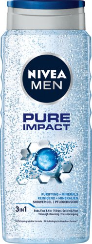 Nivea - Men - Pure Impact - 3in1 Shower Gel - 3in1 shower gel for men - 500 ml
