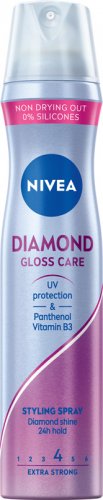 Nivea - Diamond Gloss Care - Styling Spray - Lakier do włosów z pantenolem i wit. B3 nadający diamentowy blask - 4 Extra Strong - 250 ml