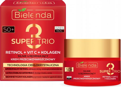 Bielenda - SUPER TRIO - Silnie ujędrniający krem przeciwzmarszczkowy 50+ Dzień/Noc - 50 ml