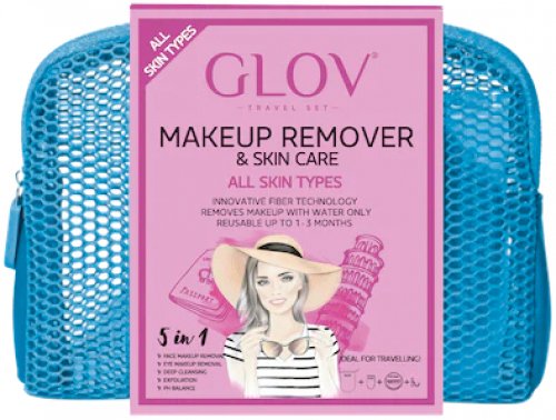 GLOV - TRAVEL SET - Makeup Remover & Skin - All Skin Types - Zestaw podróżny do demakijażu twarzy - BOUNCY BLUE