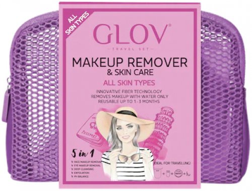 GLOV - TRAVEL SET - Makeup Remover & Skin - All Skin Types - Zestaw podróżny do demakijażu twarzy - VERY BERRY 